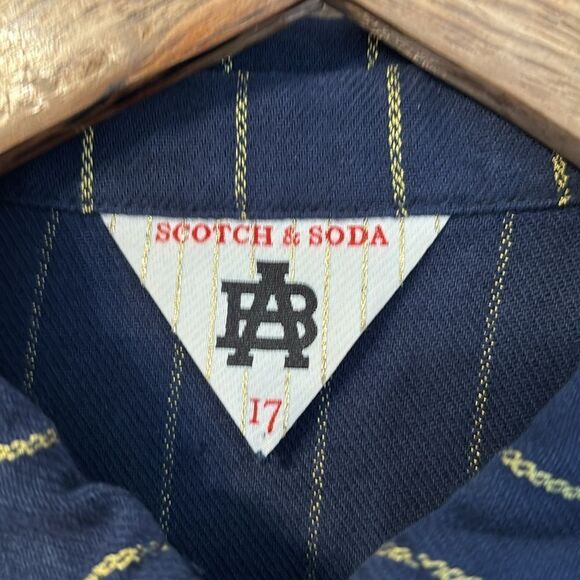 Scotch & Soda Ruffle Pinstripe Zip Shirt Jacket Small - Picture 2 of 7